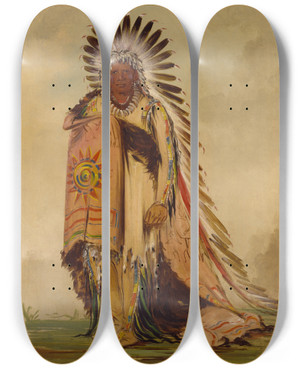 Triptych art skateboard deck of George Catlin Wneeton Chief Of The Tribe by George Catlin (1796-1872) Triptych art skateboard deck of George Catlin Wneeton Chief Of The Tribe by George Catlin (1796-1872)
