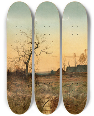 Triptych art skateboard deck of John Francis Murphy November by John Francis Murphy (1853-1921)