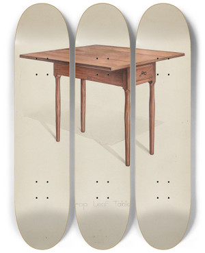 Triptych art skateboard deck of Irving I Smith Shaker Dropleaf Table by Irving I Smith