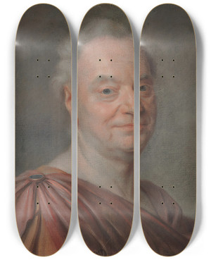 Triptych art skateboard deck of Mauricequentin De La Tour Portrait Of Prosper Jolyot De Crbillon by Maurice-Quentin de La Tour (1704-1788)