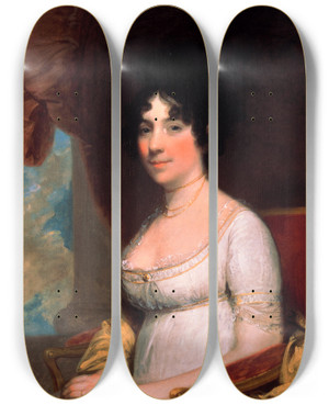 Triptych art skateboard deck of Gilbert Stuart Dolley Payne Madison Mrs James Madison by Gilbert Stuart (1755-1828)