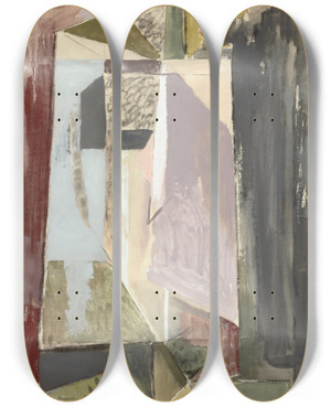 Triptych art skateboard deck of Alfred Henry Maurer Abstract Portrait by Alfred Henry Maurer (1868-1932)
