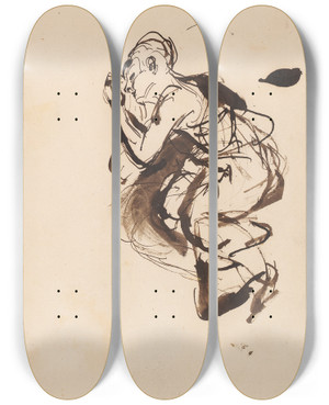 Triptych art skateboard deck of Sir Joshua Reynolds Sketch Of A Sleeping Woman by Sir Joshua Reynolds (1723-1792)