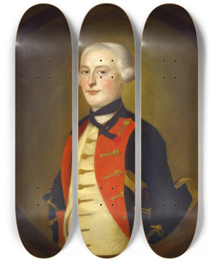 Triptych art skateboard deck of Joseph Blackburn A Military Officer by Joseph Blackburn (1787)