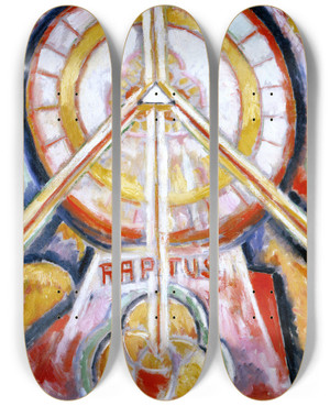 Triptych art skateboard deck of Marsden Hartley Raptus by Marsden Hartley (1877-1943)