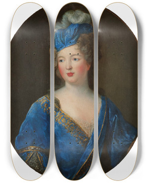 Triptych art skateboard deck of Pierre Gobert Portrait De Femme En Buste by Pierre Gobert (1662-1744)