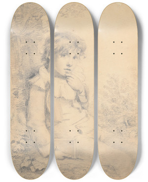 Triptych art skateboard deck of Sir David Wilkie Untitled Portrait Of David Frazer by Sir David Wilkie (1785-1841)