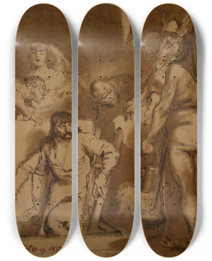 Triptych art skateboard deck of Jan Matejko Mako Borkowic Sketch by Jan Matejko (1838-1893) Triptych art skateboard deck of Jan Matejko Mako Borkowic Sketch by Jan Matejko (1838-1893)