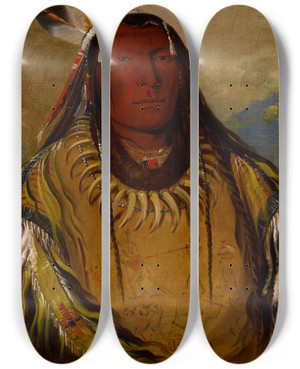 Triptych art skateboard deck of George Catlin Pariskaropa Two Crows A Chief by George Catlin (1796-1872) Triptych art skateboard deck of George Catlin Pariskaropa Two Crows A Chief by George Catlin (1796-1872)