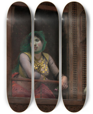 Triptych art skateboard deck of Jeanlon Grme Woman At A Balcony by Jean-Lon Grme (1824-1904) Triptych art skateboard deck of Jeanlon Grme Woman At A Balcony by Jean-Lon Grme (1824-1904)
