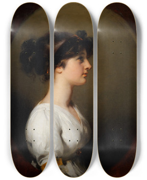 Triptych art skateboard deck of Sir Thomas Lawrence The Honorable Caroline Upton by Sir Thomas Lawrence (1769-1830)