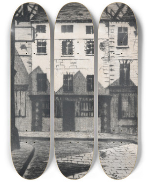 Triptych art skateboard deck of Christopher R W Nevinson Survivors At Arras by Christopher R W Nevinson (1889-1946)