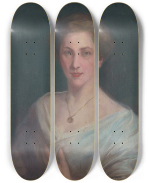 Triptych art skateboard deck of Udovt Pitthordt Portrait Of The Artists Daughter Ii by udovt Pitthordt (1860-1946)