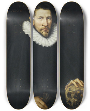 Triptych art skateboard deck of Aert Pietersz Simon Schaep 15661646 by Aert Pietersz (1550-1612)