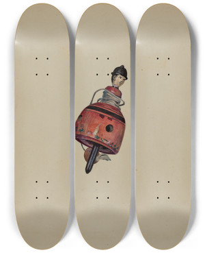 Triptych art skateboard deck of Mina Lowry Top by Mina Lowry (1894-1942)