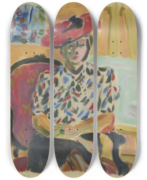 Triptych art skateboard deck of Raoul Dufy Portrait De Berthe by Raoul Dufy (1877-1953)