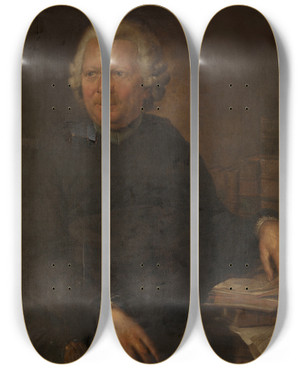Triptych art skateboard deck of Willem Jacob Herreyns Jozef Ghesquire Jesuit And Bollandist by Willem Jacob Herreyns (1743-1827)