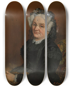 Triptych art skateboard deck of Gustave Courbet Portrait Of Madame Sophie Loiseau by Gustave Courbet (1819-1877)