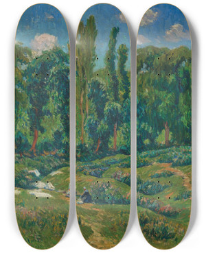 Triptych art skateboard deck of Henry Moret Les Laveuses by Henry Moret (1856-1913)