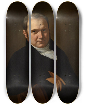 Triptych art skateboard deck of Philipp Jakob Becker Selbstbildnis_1 by Philipp Jakob Becker