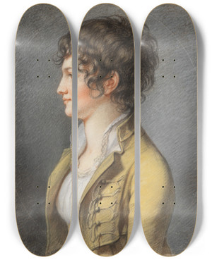Triptych art skateboard deck of Philipp Jakob Becker Bildnis Einer Jungen Frau Grtelstck Nach Links by Philipp Jakob Becker