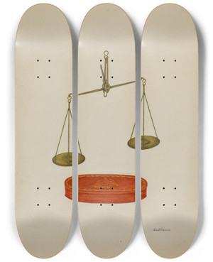 Triptych art skateboard deck of George V Vezolles Shaker Scales_3 by George V Vezolles