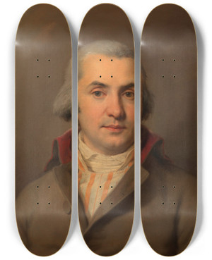 Triptych art skateboard deck of Josef Kreutzinger Unbekannter Herr by Josef Kreutzinger (1757-1829)