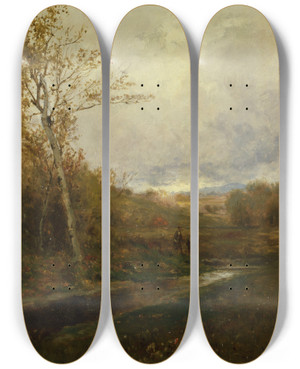 Triptych art skateboard deck of Jervis Mcentee November by Jervis Mcentee (1828-1891)