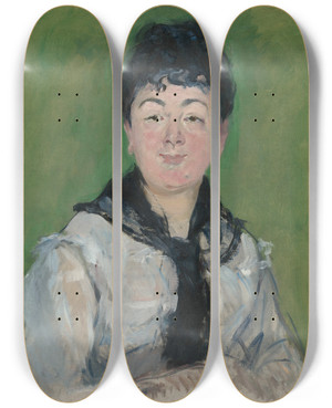 Triptych art skateboard deck of Douard Manet Portrait Of A Woman With A Black Fichu by douard Manet (1832-1883)