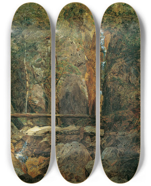 Triptych art skateboard deck of Ferdinand Georg Waldmller Die Rettenbachwildnis Bei Ischl by Ferdinand Georg Waldmuller (1793-1865)