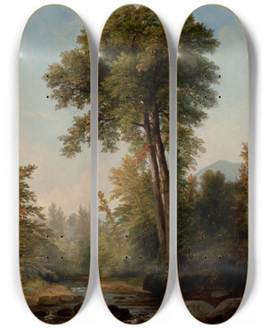 Triptych art skateboard deck of Asher Brown Durand A Natural Monarch by Asher Brown Durand (1796-1886)