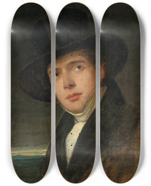 Triptych art skateboard deck of Friedrich Von Amerling Portrait Of His Brother Andreas by Friedrich Von Amerling (1803-1887)