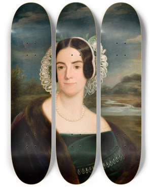 Triptych art skateboard deck of Korneli Szlegel Female Portrait by Korneli Szlegel (1817-1870)