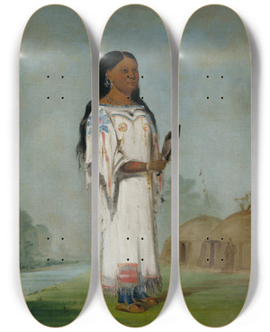 Triptych art skateboard deck of George Catlin Seetsbea Midday Sun A Pretty Girl by George Catlin (1796-1872) Triptych art skateboard deck of George Catlin Seetsbea Midday Sun A Pretty Girl by George Catlin (1796-1872)