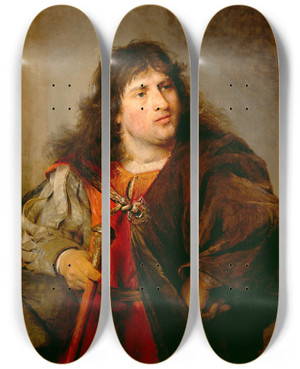 Triptych art skateboard deck of Aert De Gelder Portrait Of A Man by Aert de Gelder (1645-1727)