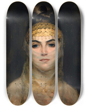 Triptych art skateboard deck of Theodoros Ralli Odalisque_2 by Theodoros Ralli (1852-1909)
