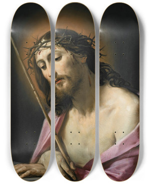 Triptych art skateboard deck of Guido Reni Christ As Ecce Homo by Guido Reni (1575-1642)