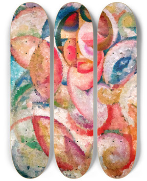 Triptych art skateboard deck of Amadeo De Souzacardoso Untitled_1 by Amadeo de Souza-Cardoso (1887-1918)
