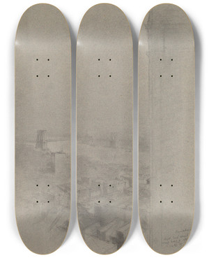 Triptych art skateboard deck of Stanford White Manhattan Bridge by Stanford White (1853-1906)