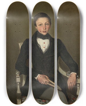 Triptych art skateboard deck of Jeanbaptistecamille Corot Camille Sennegon Artists Nephew by Jean-Baptiste-Camille Corot (1796-1875)