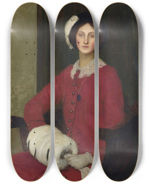 Triptych art skateboard deck of George Spencer Watson Portrait Of Hilda Spencer Watson_1 by George Spencer Watson (1869-1934)