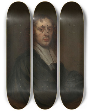Triptych art skateboard deck of Pieter Van Anraedt Portrait Of A Man by Pieter Van Anraedt (1635-1678)