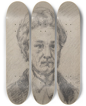 Triptych art skateboard deck of Paul Czanne Portrait De Monsieur Chocquet by Paul Cezanne (1839-1906)