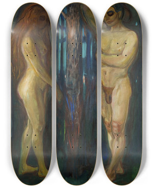 Triptych art skateboard deck of Edvard Munch Metabolism by Edvard Munch (1863-1944)