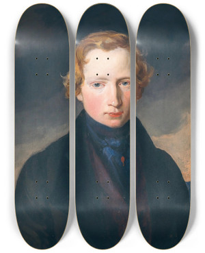 Triptych art skateboard deck of Carl Rahl Portrait Carl Jodocus Meyer Kunsthndler In Wien by Carl Rahl (1812-1865)