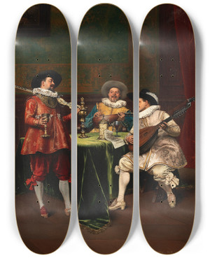 Triptych art skateboard deck of Adolphealexandre Lesrel The Recital by Adolphe Alexandre Lesrel (1839-1929)