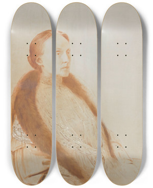 Triptych art skateboard deck of Odilon Redon Portrait Of Aml Bongervan Der Linden by Odilon Redon (1840-1916)