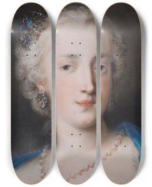 Triptych art skateboard deck of Rosalba Carriera Portrait Of A Woman by Rosalba Carriera (1675-1757)