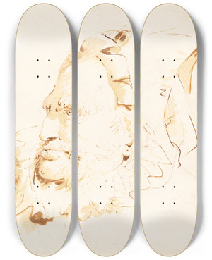 Triptych art skateboard deck of Giovanni Battista Tiepolo Head Of A Magician by Giovanni Battista Tiepolo (1696-1770) Triptych art skateboard deck of Giovanni Battista Tiepolo Head Of A Magician by Giovanni Battista Tiepolo (1696-1770)