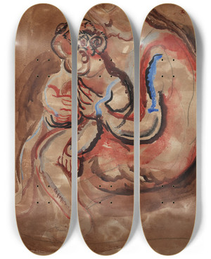 Triptych art skateboard deck of Frances Hodgkins Untitled Mother And Child by Frances Hodgkins (1869-1947)